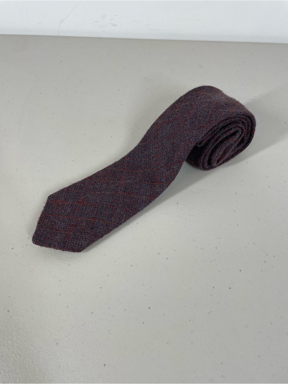 Louis Feraud Paris Wool Necktie Brown Herringbone Vintage Designer Tie